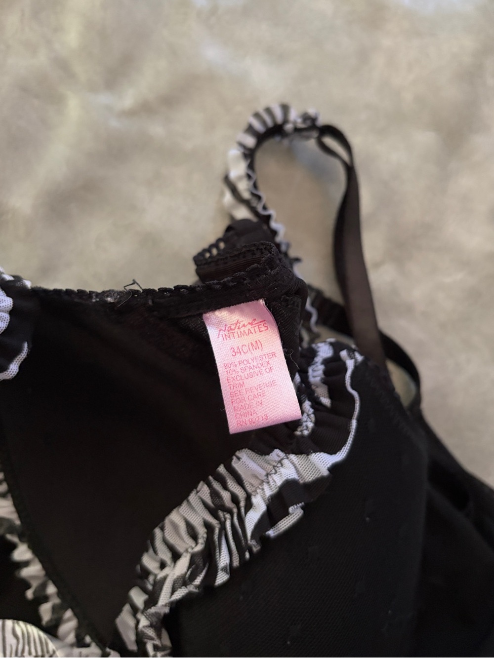 Y2K Vintage Black Sheer Chemise Zebra Trim Lingerie Whimsigoth 2000s - Picture 7 of 9